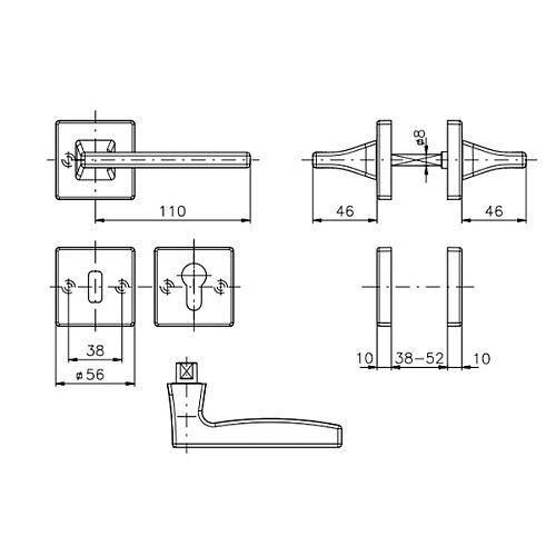 Ручки на розеті ROSTEX Kira H56 чорна - Фото №3