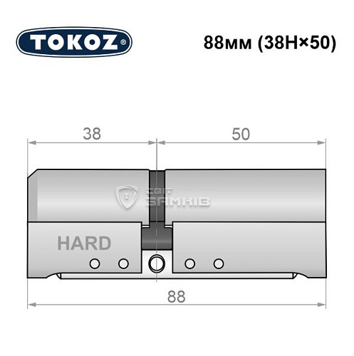 Циліндр TOKOZ Pro400 88 (38H*50) (H - гартована сторона) нікель матовий - Фото №8