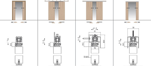 Розсувна система KOBLENZ 0550 довжина 2 м на 2 полотна до 80 кг із синхронним відкриванням - Фото №5