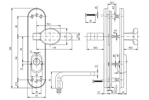 Ручки на планке с протектором ROSTEX Solid-Pro + F 85мм фиксированная-нажимная нержавеющая сталь матовая - Фото №7