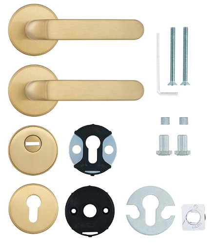 Ручки на розеті з протектором ROSTEX Rotondum нержавіюча сталь матова титан PVD - Фото №6