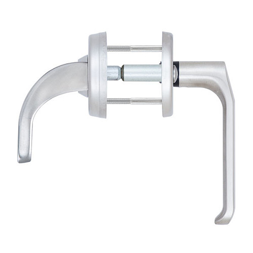 Ручки на планці з протектором ROSTEX Universal R 85мм фіксована-натискна нержавіюча сталь матова - Фото №4