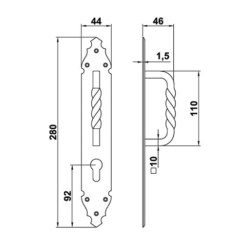 Ручка скоба на планці AMIG мод.105 PZ (половинка) чорна - Фото №2