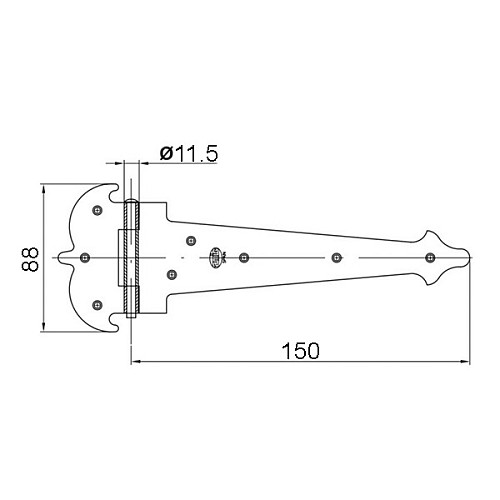 Петля кованая AMIG мод.554 150x88x2 мм декоративная черная - Фото №2