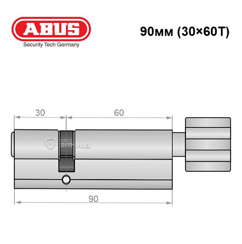 Циліндр ABUS Vitess 1000 90T (30*60T) нікель сатин - Фото №7