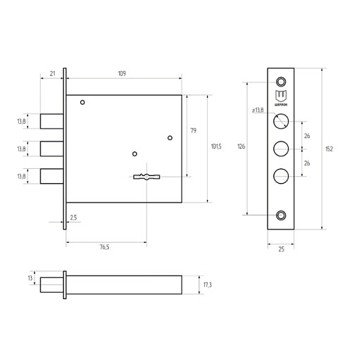 Механізм замка SHERLOCK 04.02 (BS79мм) 5 ключів - Фото №5
