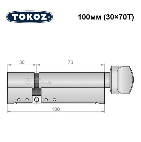 Цилиндр TOKOZ Pro300 100T (30*70T) никель матовый - Фото №8