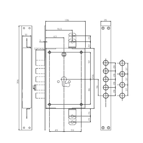 Механизм замка ISEO 672G (BS66мм) - Фото №2