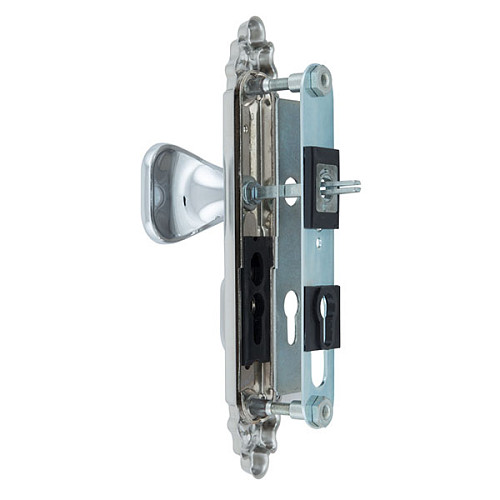 Ручки на планке с протектором ROSTEX Ozdobna R 72мм (40-45мм) фиксированная-нажимная хром матовый (правая) - Фото №4