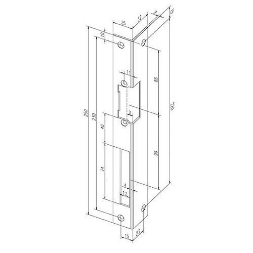 Ответная планка EFF EFF 066 iW угловая полированная латунь левая - Фото №3