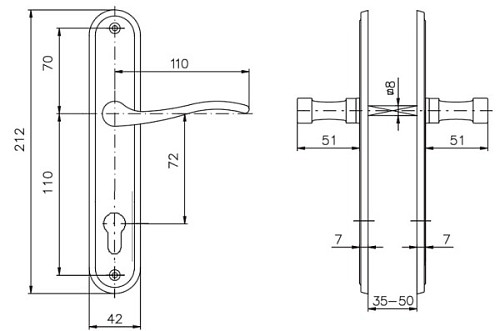 Ручки на планці ROSTEX Elegant 72мм (35-50мм) хром сатин - Фото №4