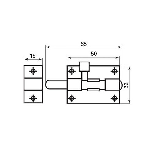 Засов для дверей BRUNO 3-50 латунь - Фото №2