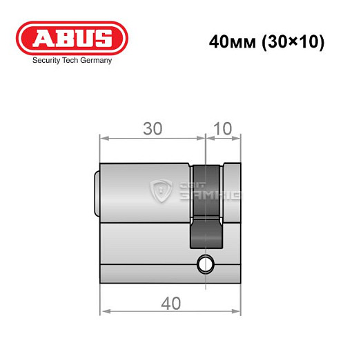 Циліндр половинка ABUS S60P 40 (30*10) нікель - Фото №5