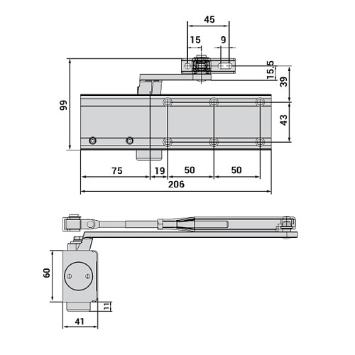 Дотягувач CISA C1511.03.0.45 Professional Plus2 STD HO з фіксацією до 80 кг білий - Фото №9