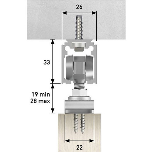 Розсувна система OMGE Alutech 1399 з 2 демпферами довжина 1,9 м на 1 полотно вагою до 40 кг - Фото №5