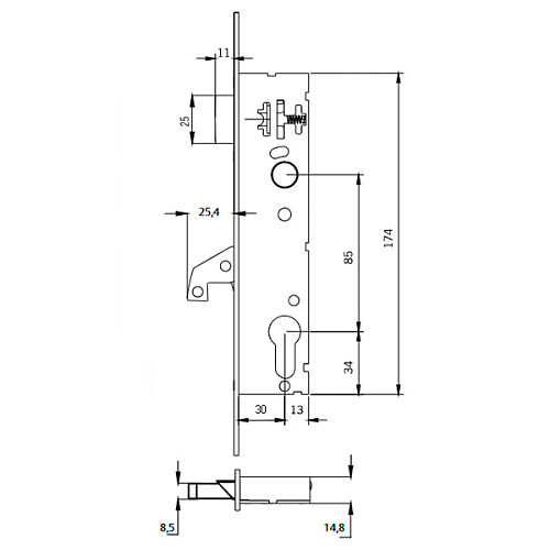 Механізм замка антипаніка TESA 2240BA (BS30*85мм) лівий для активної стулки - Фото №8