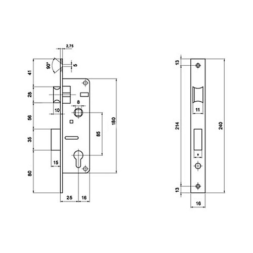 Механизм замка VORNE защелка 25*85 мм рейка 1800 мм с ригелем  - Фото №6