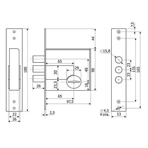 Механізм замка ГАРДІАН 50.01 (BS67,5мм) (н) - Фото №4