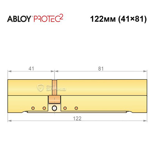 Циліндр ABLOY Protec2 122 (41*81) латунь полірована - Фото №8