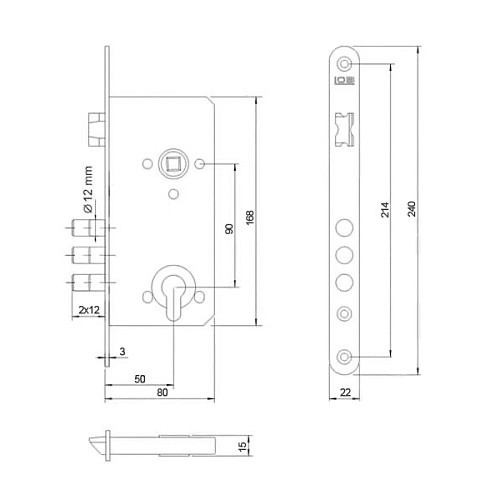 Механізм замка LOB ZT-95B (BS50*90мм) цинк - Фото №2