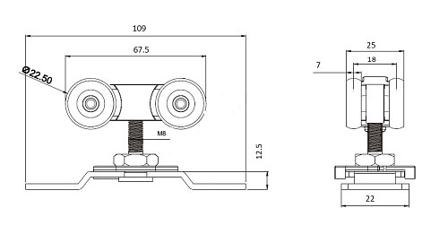 Раздвижная система KEDR ESW033-100 длина 2 м на 2 полотна весом до 100 кг - Фото №3