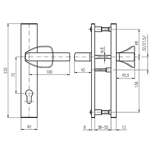 Ручки на планке с протектором ROSTEX R1 R 72мм (38-55мм) фиксированная-нажимная хром - Фото №7