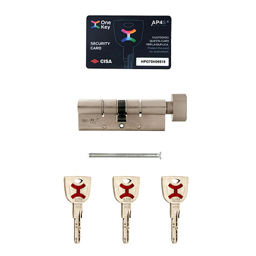 Циліндр CISA AP4 S 100T (50*50T) нікель матовий 3 ключі - Фото №11