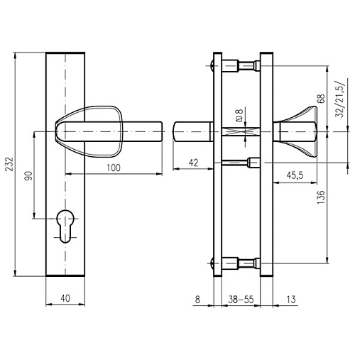 Ручки на планке с протектором ROSTEX R1 R 90мм (38-55мм) фиксированная-нажимная титан PVD - Фото №7
