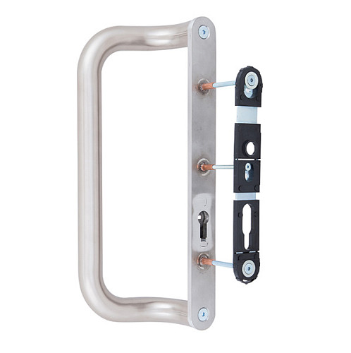 Ручка скоба ROSTEX G 390 фіксована-нажимна 92 (комплект) нержавіюча сталь матова - Фото №5