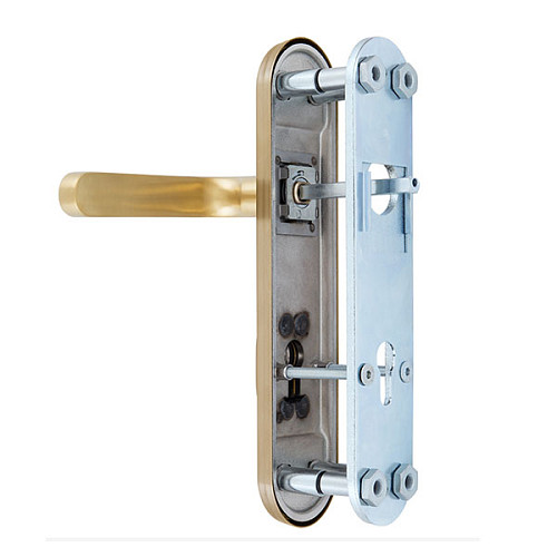 Ручки на планке с протектором ROSTEX Solid-Pro + F 85мм (56-70мм) нержавеющая сталь матовая титан PVD - Фото №4