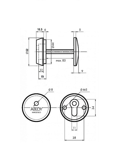 Протектор ABLOY CH101 16,5мм 40-80мм хром сатин  - Фото №5