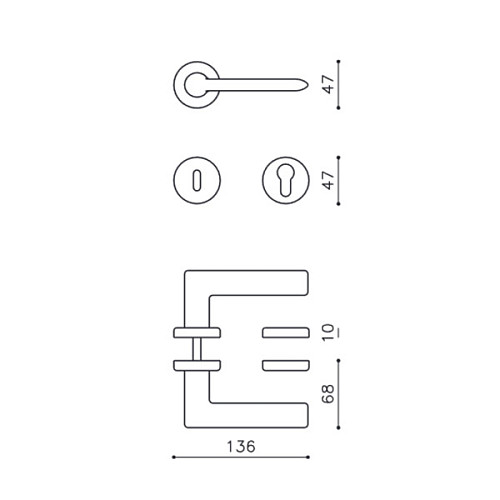 Ручки на розетте OLIVARI Tecno CO хром матовый - Фото №4