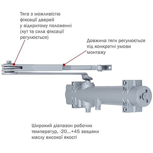 Доводчик RYOBI DS-4550 BC/DA STD с фиксацией до 200кг Серый - Фото №5