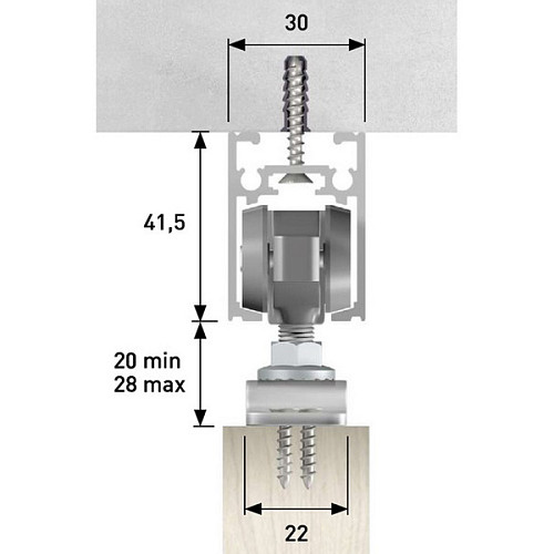Раздвижная система OMGE Alutech 1400 длина 1,9 м на 1 полотно весом до 120 кг - Фото №4