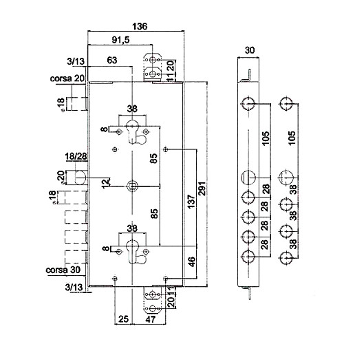 Механизм замка ISEO 678GFP двухсистемный (BS66*85мм) - Фото №2