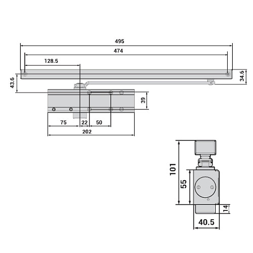 Дотягувач CISA C2011.03.0.45 Professional Plus2 SLD HO з фіксацією до 60 кг білий - Фото №8