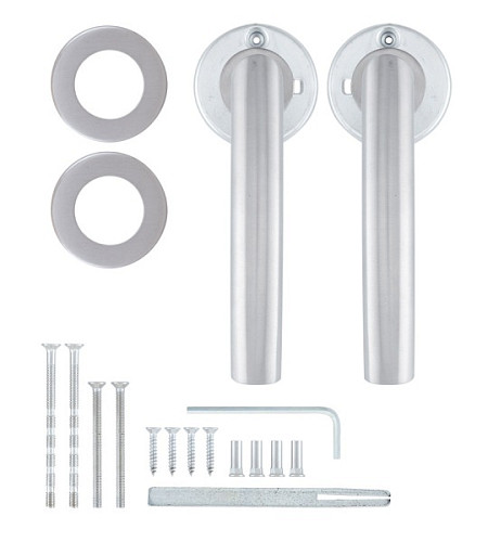 Ручки на розетте ROSTEX Cortina ES53 нержавеющая сталь матовая - Фото №5
