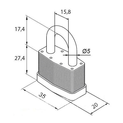 Навесной замок GERDA KSM 30 MODUS (3 ключа) - Фото №4