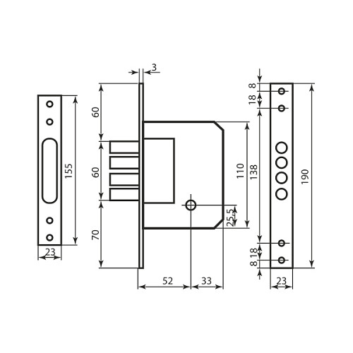Механізм замка BRUNO 189-4MF (BS52мм) - Фото №2