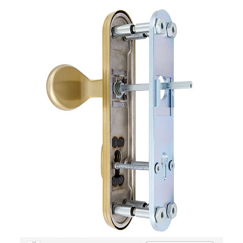 Ручки на планке с протектором ROSTEX Solid-Pro + F 85мм фиксированная-нажимная нерж сталь матовая титан PVD - Фото №4