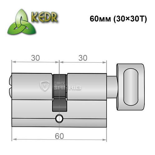Циліндр KEDR Zink 60T (30*30T) ZCN нікель - Фото №8