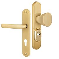 Ручки на планке с протектором ROSTEX Decor R 85мм (40-45мм) фиксированная-нажимная титан PVD сатин