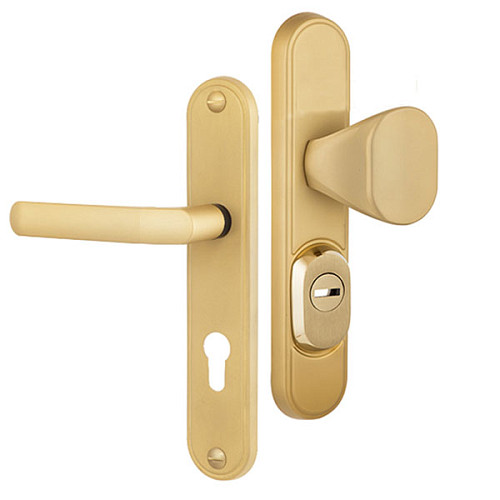 Ручки на планке с протектором ROSTEX Decor R 85мм (40-45мм) фиксированная-нажимная титан PVD сатин - Фото №1