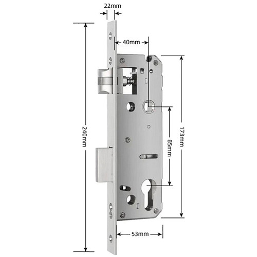 Механізм замка PES 4085 (BS40*85мм) нержавіюча сталь - Фото №2
