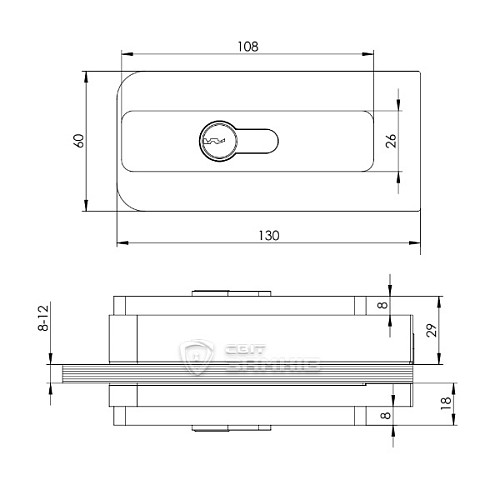 Замок накладний WALA WZAM SM1OZ2 двосторонній для скляних дверей (скло-скло) матовий чорний - Фото №5