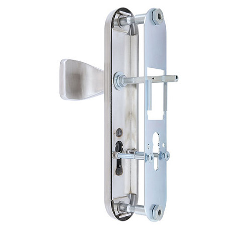 Ручки на планці з протектором ROSTEX Universal R 85мм фіксована-натискна нержавіюча сталь матова - Фото №5