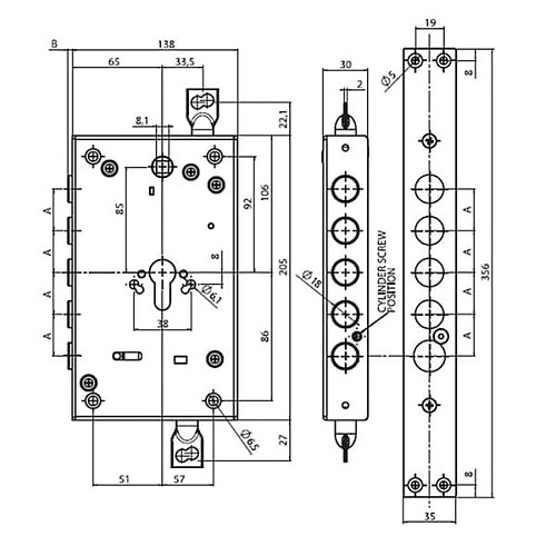 Механизм замка MUL-T-LOCK CTMA0328A01A L.O.G. (BS65мм) хром полированный без об.планки - Фото №5