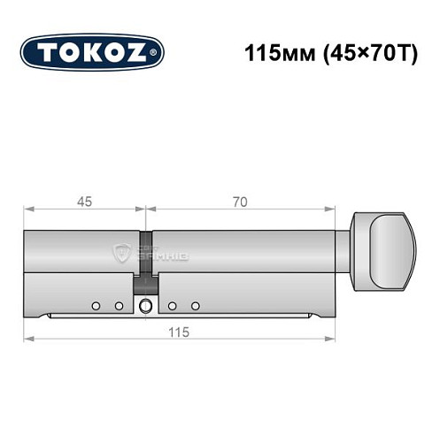 Циліндр TOKOZ Pro300 115T (45*70T) нікель матовий - Фото №8