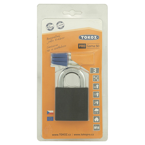 Замок навісний TOKOZ Gama OS PRO 50 (24 мм, 3 ключа) чорний - Фото №5