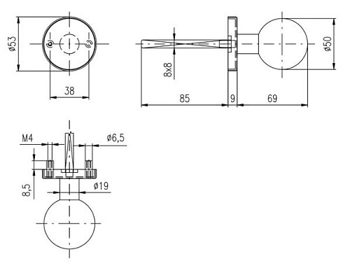 Ручки на розетте ROSTEX Boll ES52 фиксированная-нажимная нержавеющая сталь матовая - Фото №5
